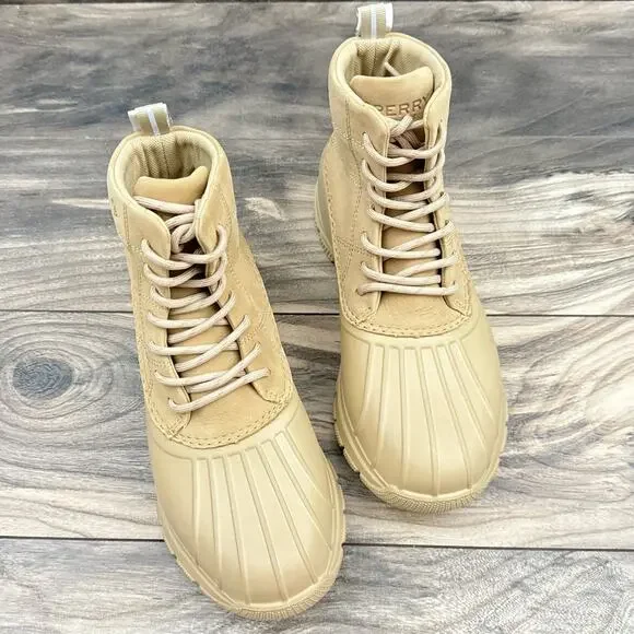 NWOB Sperry Duck Float Ankle Lace Rain Boots Tan 7 Waterproof - Picture 2 of 10